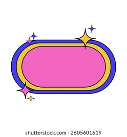 Pink Oval Frame with Blue and Yellow Borders