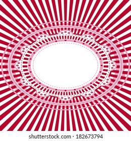 Pink oval frame. Elliptic frame on claret and pink radial rays.