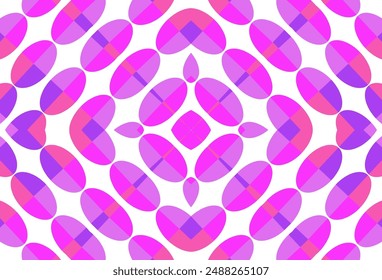 Pink oval and heart pattern on white background