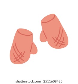 Pink oven mitts with a simple crisscross design in flat style. Design for kitchen graphic, baking visuals, household safety illustrations. Vector illustration isolated on a white background.