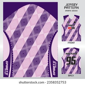 pink overlapping square fabric pattern design, illustration, textile background for sports t-shirt, football jersey shirt mockup for football club. consistent front view