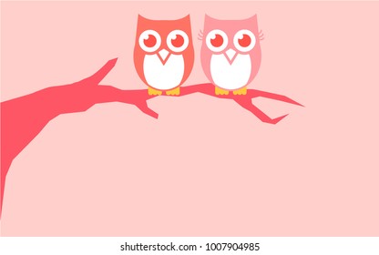 pink owl at the tree vector