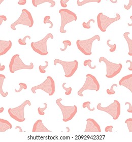 Pink oyster mushroom (Pleurotus djamor) hand drawing vector illustration.