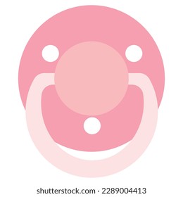 Pink pacifier for girl icon. Vector flat illustration