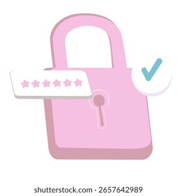 Rosa Vorhängeschloss mit Passwortfeld, das die Sicherheit der Kreditkarte symbolisiert.