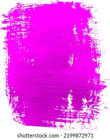 Pink paint brush stroke. Ink brush strokes, brushes, lines. Grunge and dirty freehand drawing design elements, boxes, frames and stickers. Isolated on white background.