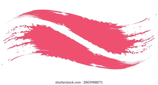 Pink paint brush stroke with splatter effect on white background