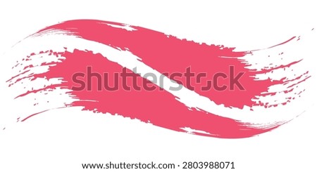 Pink paint brush stroke with splatter effect on white background