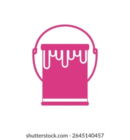Pink Paint Can Icon with Dripping Paint Isolated on White Background Simple Minimalist Design Element for Painting 1