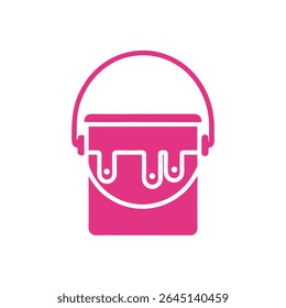 Pink Paint Can Icon with Dripping Paint Isolated on White Background Simple Minimalist Design Element for Painting