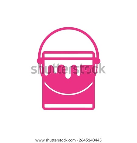 Pink Paint Can Icon with Dripping Paint Isolated on White Background Simple Graphic Design Element