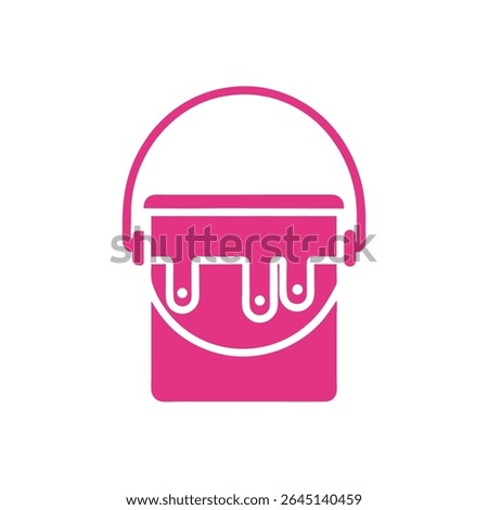 Pink Paint Can Icon with Dripping Paint Isolated on White Background Simple Minimalist Design Element for Painting
