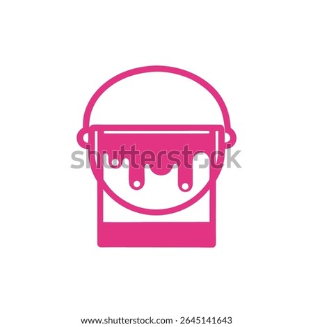Pink Paint Can Icon with Dripping Paint Simple Line Art Design Element on White Background