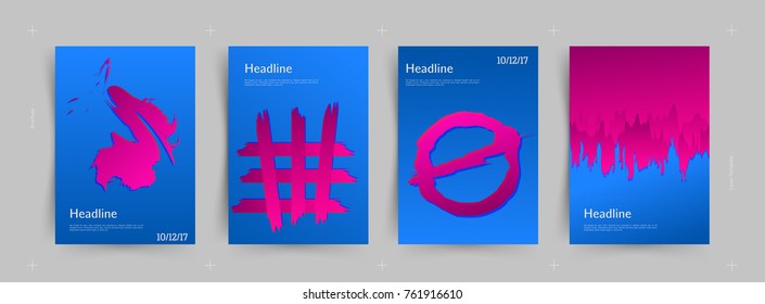 Pink paint, color covers set. Colorful  shapes composition. Trendy minimal design. Eps10 vector.