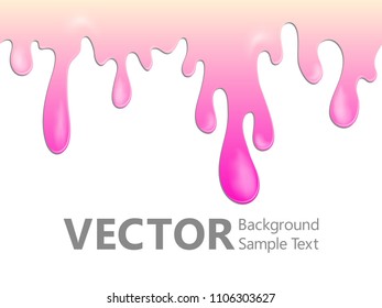 Pink paint dripping vector background, liquid drops, fluid splashes, ink droplets illustration. Colorful bright paint splashes, fluid liquid dripping ink bubbles, floating gradient shapes wallpaper.