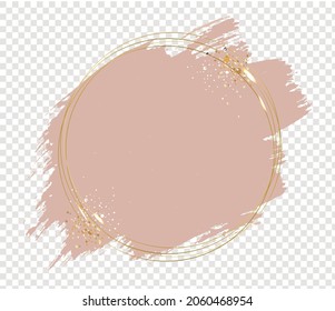 Pink Paint With Golden Frame Ball Transparent Background, Vector Illustration