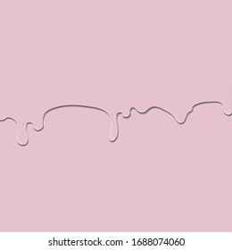 Pink paint or other liquid flows down or drips on a pink vector background in pastel colors. For your design.