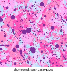 Pink paint seamless pattern, abstract multicolor vector background. Colorful design wallpaper for textile, fabric, wrapping paper.