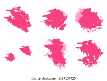 Pink paint stains vector set. Abstract pattern watercolor spots on white background for decoration design. Abstract vector illustration. Modern paper decoration.