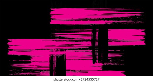 Textura de pintura rosa sobre fondo negro. Pintura vibrante del Grunge. Fondo de pantalla dibujado a mano creativo.

