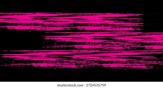 Textura de pintura rosa sobre fondo negro. Pintura vibrante del Grunge. Fondo de pantalla dibujado a mano creativo.

