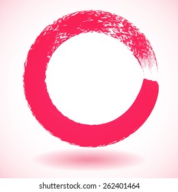 Pink paintbrush circle vector frame