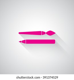 Pink Paintbrush web icon on light grey background