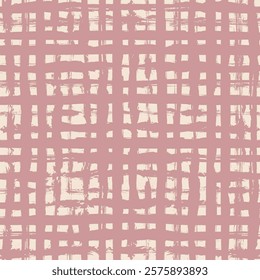 Pink Painted Grid Decorative seamless pattern. Repeating background. Tileable wallpaper print