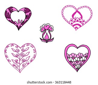 pink painted hearts set