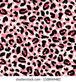 Pink Painterly Leopard Print Seamless Fashion Beauty Pattern