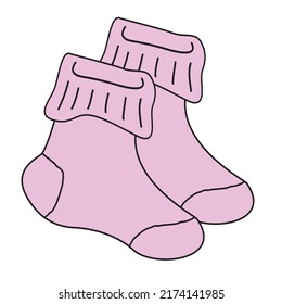 rosafarbene Cartoon-Socken einzeln auf weißem Hintergrund
