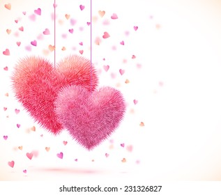 Pink pair of hearts Valentines day vector background