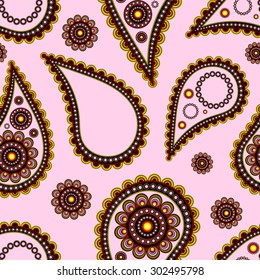 Pink paisley seamless pattern