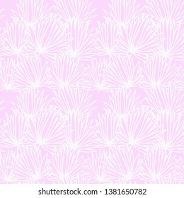 pink palm leaves tropical seamless floral pattern hand drawn sketch