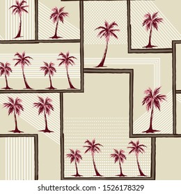pink palm tree with stripe pattern on background