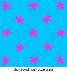 pink palms on blue background. funny bright pattern Hawai style for fabric. palm trees seamless pattern. Vintage tropical wallpaper. Design for poster, travel banner and wrapping. Vector illustration