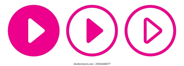 Pink paly icon set isolated on white background. Vector graphic illustration.