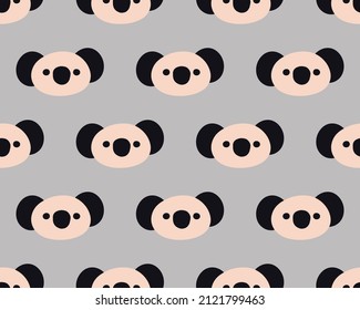 pink panda face, zoo animals asian bear seamless pattern background, fabric and textile surface design, wrapping paper motif, gift cover texture, hand drawn wallpaper decor, minimal vector