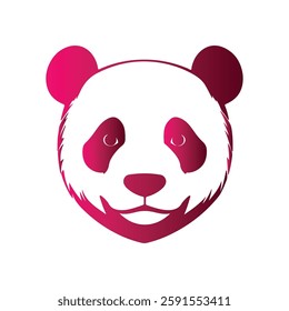 Pink Panda Logo Gradient Panda Bear Head Design
