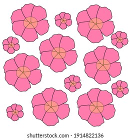 Pink pansies on white background isolated on white background. Floral pattern.