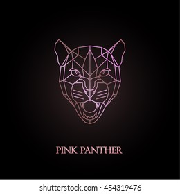 Pink panther logo design. Polygonal style. Vector illustration. 