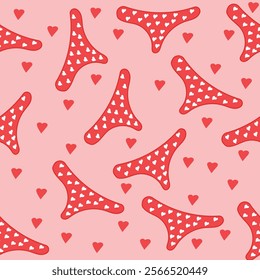 Pink panties vector seamless pattern with love pattern