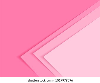 Pink paper art style abstract background design with shadows. Vector