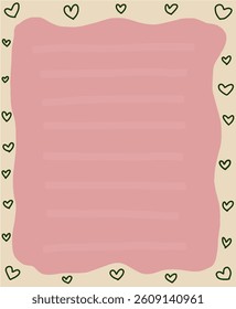 Pink paper background with hearts border