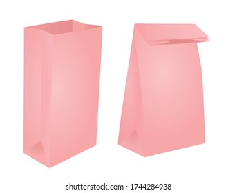 Bolsa rosa de papel. ilustración vectorial