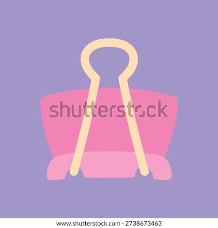 Pink paper binder clip isolated illustration 