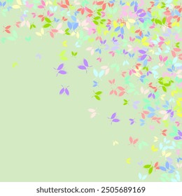 Pink paper butterflies in the wave form on white background.   Delicate wings moths patten. 