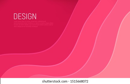 Pink paper cut banner with 3D slime abstract background and pink waves layers. Abstract layout design for brochure and flyer. Paper art vector illustration