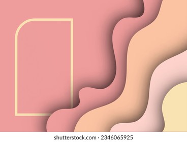 Pink paper cut banner with 3D abstract background and pink waves layers for web banner, poster, flyer and brochure.