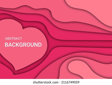Pink paper cut shapes. Vector design layout for business presentations, flyers and posters. Colorful carving art, Abstarct background.
